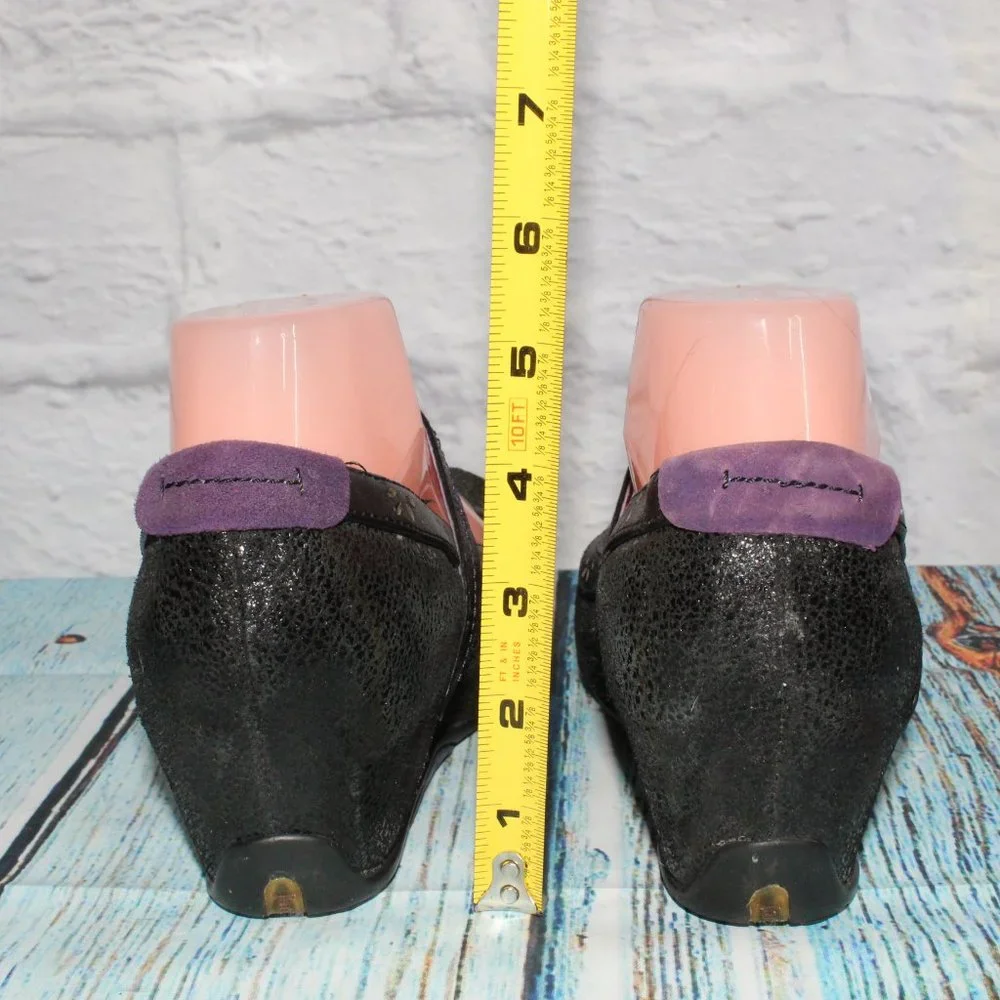Jambu Muse Black Leather Mary Jane Style Wedge Shoes Size 7 M - Picture 8 of 9